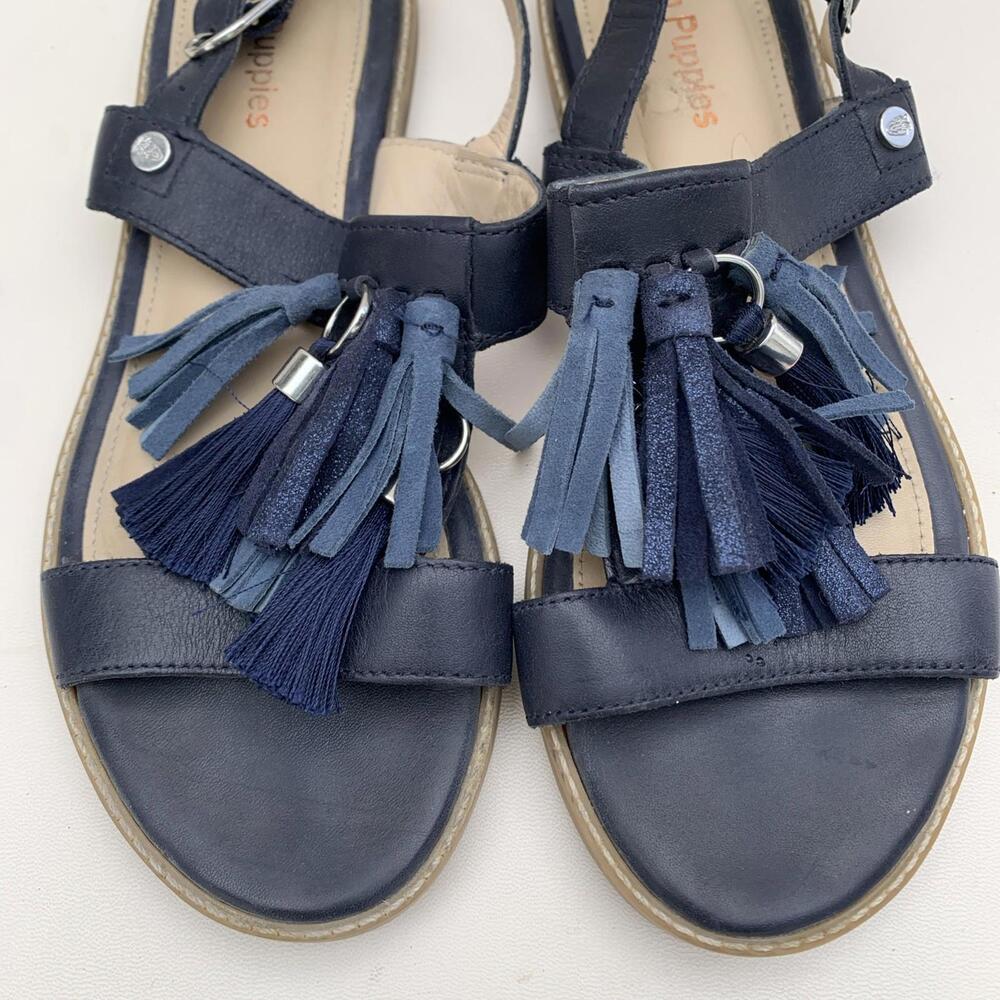 Hush puppies women's Chrissie tassel flat sandals Blue Leather  - size 7.5 - Picture 7 of 11